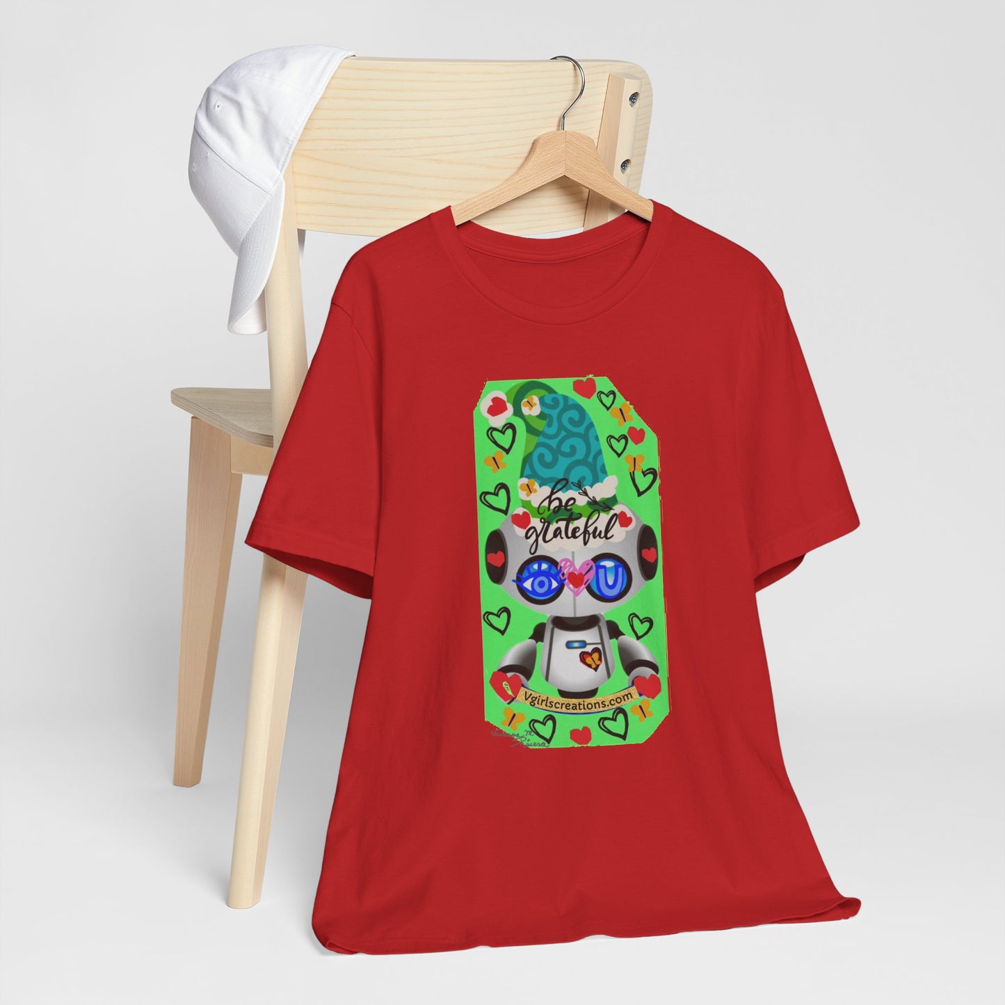 Grateful Vibes Robot Unisex Jersey Tee – Colorful Design for Positive Energy