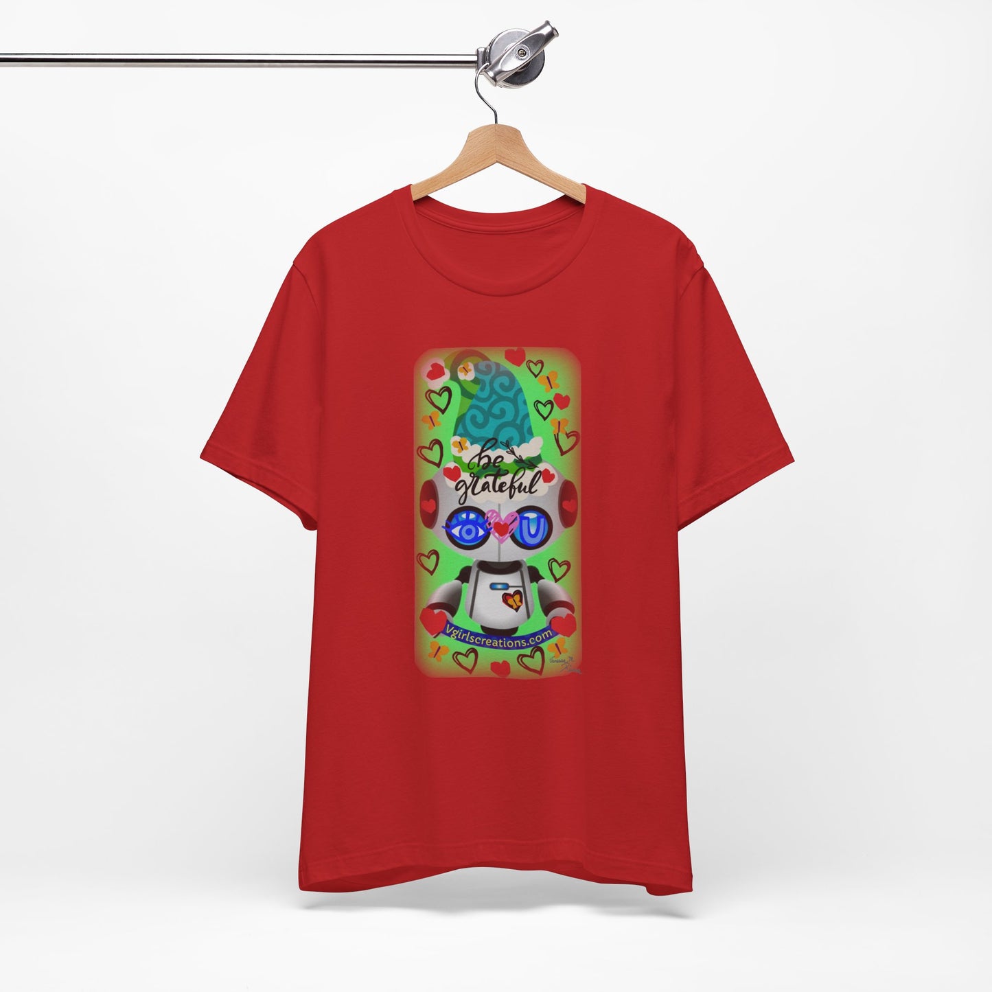Grateful Heart Robot Unisex Jersey Tee - Positive Vibes Apparel