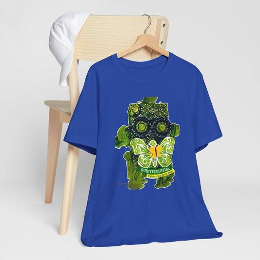 Vegetation Vibes Robot Unisex Jersey Tee - Earthy Butterfly Design