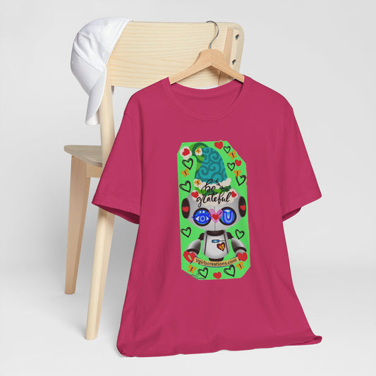 Grateful Vibes Robot Unisex Jersey Tee – Colorful Design for Positive Energy